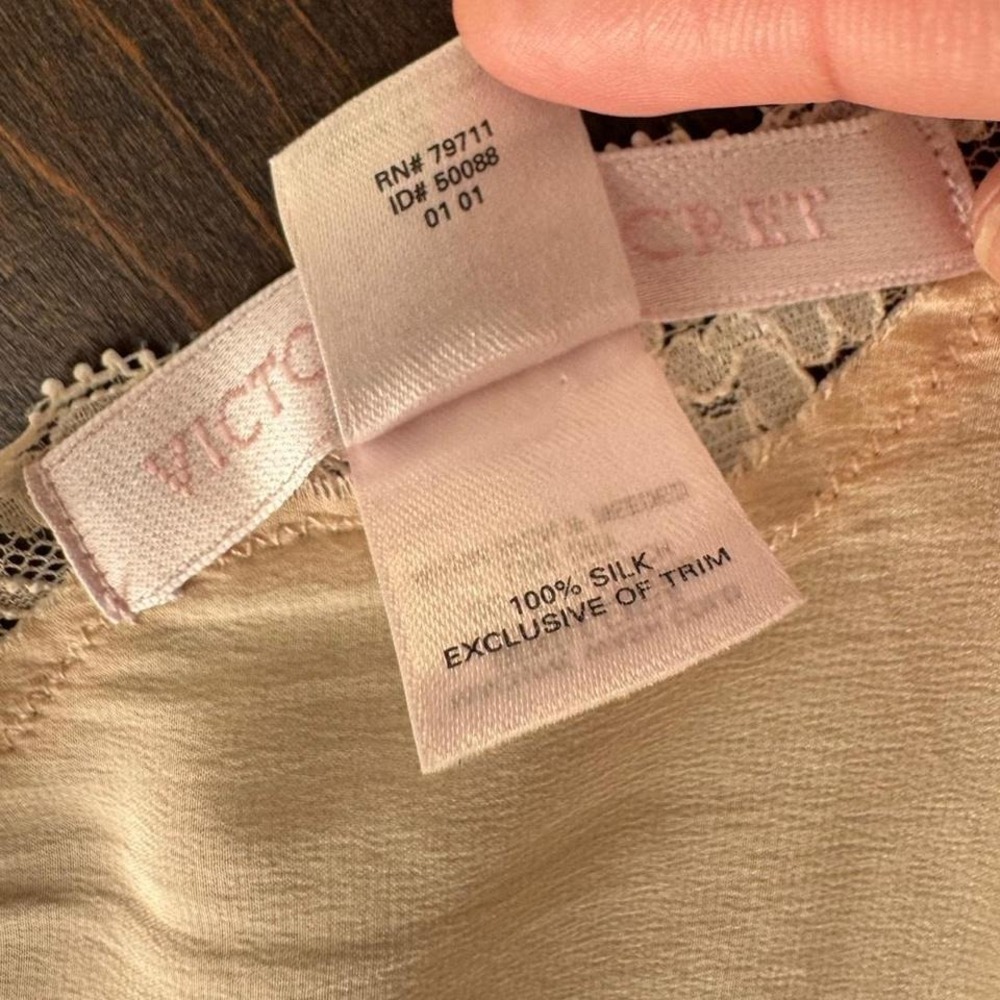 Vintage 2001 Victoria's Secret 100% Silk Slip Pink Small Lace Asymmetric Maxi - Picture 7 of 7